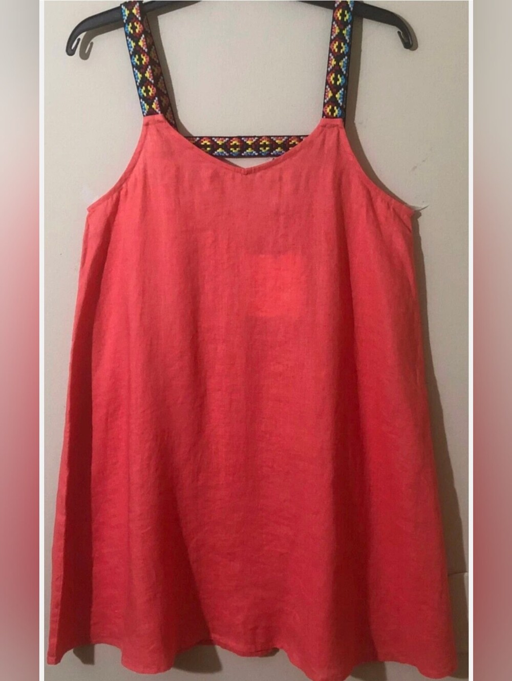 Girls Coral Sundress with Embroidered Straps
